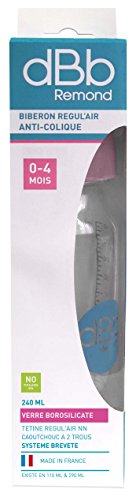 dBb Remond Régul'Air Biberon avec Tétine NN en Caoutchouc sous Boîte Rose 240 ml