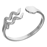 Uonlytech Anillo Abierto Acero Inoxidable Zodiaco Acuario Joyería Femenina Ajustable Elegante para Regalo Mujer Fiesta Diario