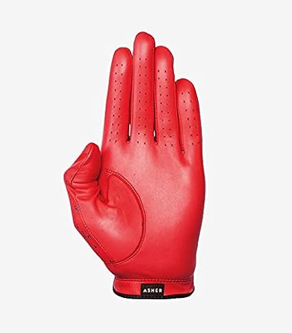 ASHER Men's Premium Golf Glove Red Burst Small (goes on Left Hand)