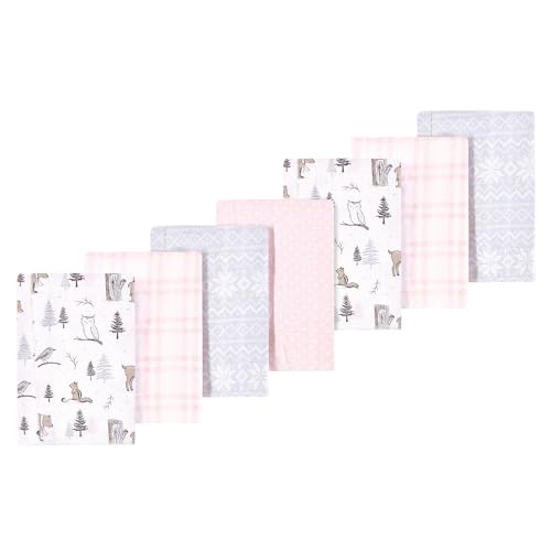 Image of Luvable Friends Hudson Baby Flannel Burp Cloths 7pk, Winter Trees