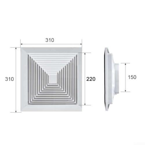 Diffuseur climatiseur carré ABS hotte ventilation tube 150 mm - 6