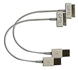 GadgetsPRO 30-pin to USB Cable for all Apple 30-pin devices - Short 0.2m/8in (2-pack)