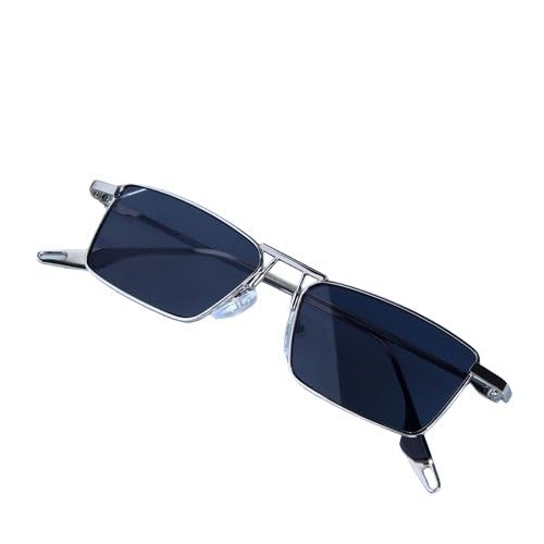 Karan Aujla Classic Retro Frame Vintage Narrow Rectangular Pimp Metal Sunglasses Goggles For Men & Women (silver, black, Gold)