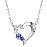 [AGVANA] レディース ネックレス タンザナイト 12月 誕生石 ハートネックレス プラチナ 仕上げ シルバー 女性 人気 アクセサリー 誕生日 クリスマス ホワイトデー プレゼント 綺麗な包装付き(タンザナイトネックレス)