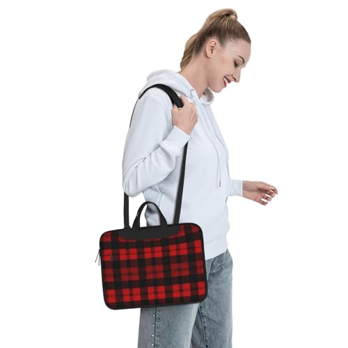 Maletín para portátil rojo y negro a cuadros 14'' miniatura 3