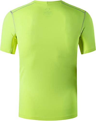 Sportides Boy's Quick Dry Active Sport Short Sleeve Breathable Compression Shirt Tee Tshirt T-Shirt Top Lbs709 Greenyellow 130/7 #TOP2