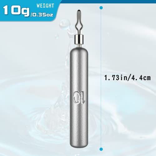 Gefischtter 40Pcs Fishing Drop Shot Weights Lead Fishing Sinkers Skinny Pencil Sinkers Fishing Weights Kit Snagless Sinker Rig For Saltwater And Freshwater(10G) #TOP3