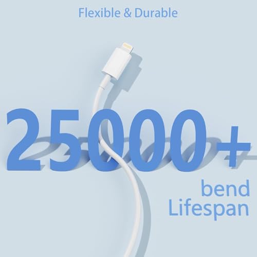 Image of HANYCONY Super-Fast /Rapid Charging /USB Cable for iPhone 14,14 pro max,13,Plus,SE 2nd /12 /11 /Xs /XR,Car Charging Cable (White, 3.3 ft)