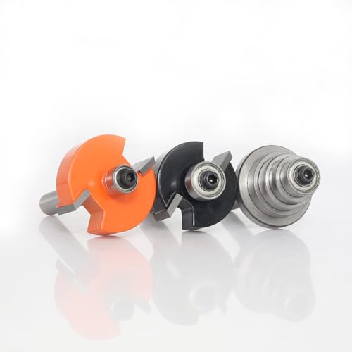 AKYLIN 2-tlg Falzfräser Set, Scheibennutfräser 8mm Schaft mit 5 einstellbaren Lagern, Holzfräser Nutfräser für die Holzbearbeitung