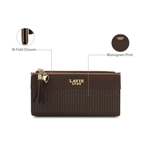 Image of Lavie Luxe Women's Mono Safain25 Bifold Zip Wallet |Gift For Ladies