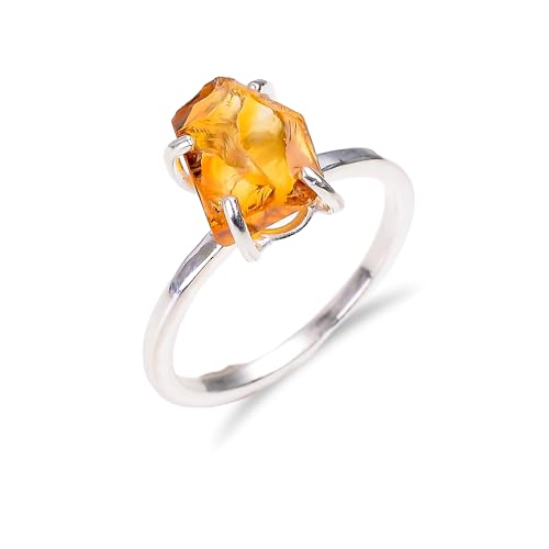Bague de fiançailles citrine naturelle bague vintage argent massif mixte