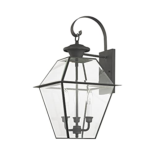 Image of Livex Lighting 2381-61 3-Light Outdoor Wall Lantern, Bronze | Transitional design