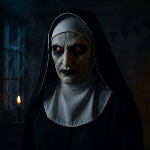 Image of Wanna Party Conjuring Halloween Nun Latex Mask with Black Scarf-Scary Nun Mask For Adult Teens Scary Face Masks for Scream Halloween Party Props
