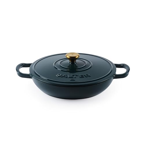 SALTER Chester Flacher Gusseisen-Kasserolle – Grün, 30CM,...