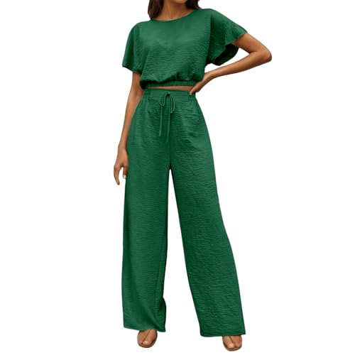 Conjunto genérico de relajación para mujer, conjunto casual diario, ajuste relajado, ropa cómoda, primavera, verano, otoño, perfecto con sandalias fáciles de limpiar, verde, XXL