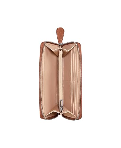 Image of GUESS Cognac Textured Zipper Viviette Medium Zip Around Wallet