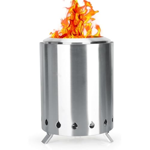 Kleine Rauchfreie Feuerschale, Tragbarer Tisch-Feuerkorb aus Edelstahl, geeignet für Holz/Pellets Mini-Feuerstelle für Balkone, Gärten, Camping und...