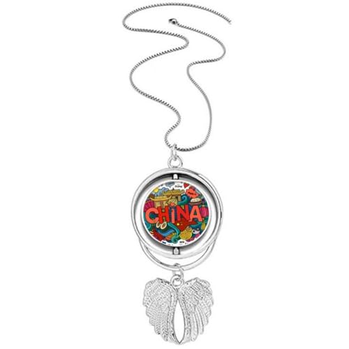 Collier avec pendentif rotatif ailes d'ange en argent pour femme