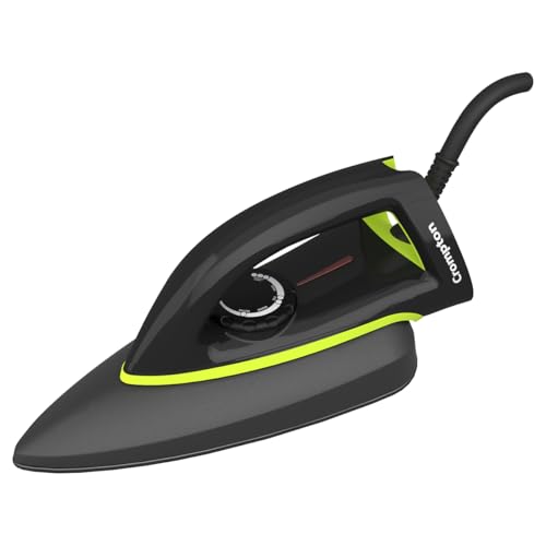 Crompton Neoglide 1000 W Dry Iron with American Heritage Non-Stick Soleplate, Curved LargeSoleplate Design, 360° Swivel Cord, 6 Fabric Settings, 2 Year Warranty, Iron Press