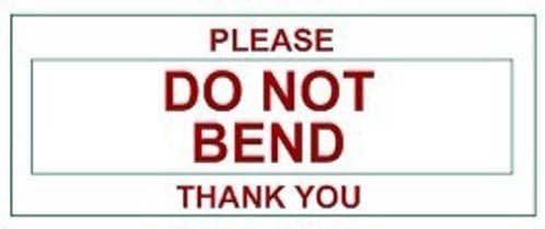 Sello rojo para oficina con texto en inglés Please -Don't Bend-Thankyou iMpruemark