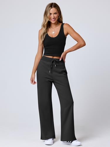 Anrabess Women'S Sweatpants Straight Leg High Waist Casual Drawstring Sweat Pants Workout Athletic Joggers With Pockets Black X-Large thumb #6