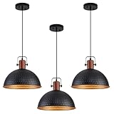 ALAISLYC 12 Inch Black Pendant Lights Hammered Matte Pendant Lights for Kitchen Island Industrial Farmhouse Adjustable Height Dome Hanging Light Fixtures for Barn, Dining Room 3 Packs