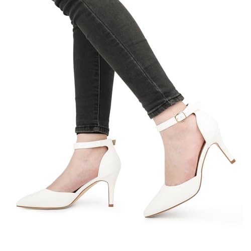 Image of JOY IN LOVE Closed Toe Heels Pumps for Women 3IN Stiletto Pointed Toe Ankle Strap Heels
