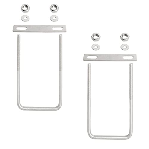 Image of Square U-Bolt 2.17 inch(55mm) Inner Width U Bolts Brackets 304 Stainless Steel M8 with Nut, Plate, Washer for Car /RV /Trailer Bumper,2 Sets