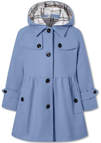 Image of Betusline Girls' Dress Coat, Kids Hoodie Wool Blend Coats Fall Winter Outerwear Peacoat,2-14 Years