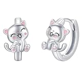 Pendientes de plata para niños – Kreolen mit Katzen Silber 925