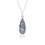 GEMKORA Black Opal Crystal Pendant Necklace, Fire Play Gemstone, Birthstone Crystal, Healing Stone, Gift for Women Mom Her, Statement Jewellery, 925 Sterling Silver 18 inch