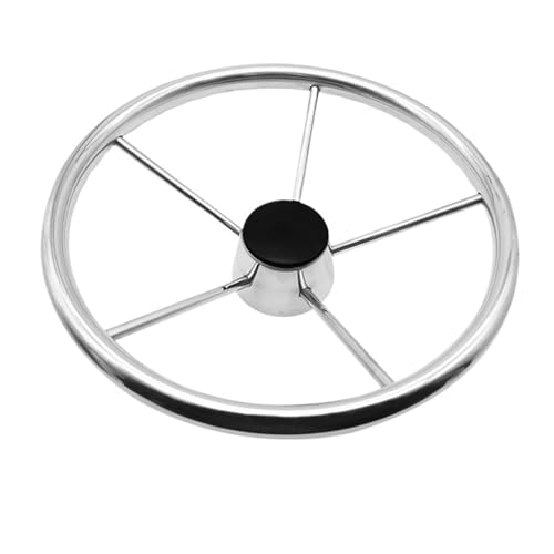 CHMIFTNX 11/13/15 Inch Boat Stainless Steel Steering Wheel Mirror Polished Steering Wheel for Yacht Boat Accessories(15 inch)