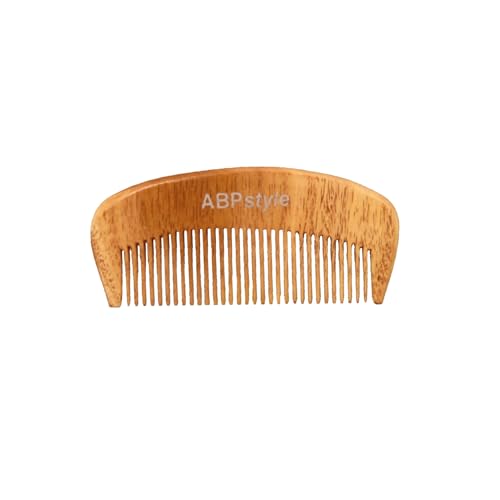 ABPStyle, 4in Neem Wood Mustache Comb. Anti-Static, Damage Free, Promotes