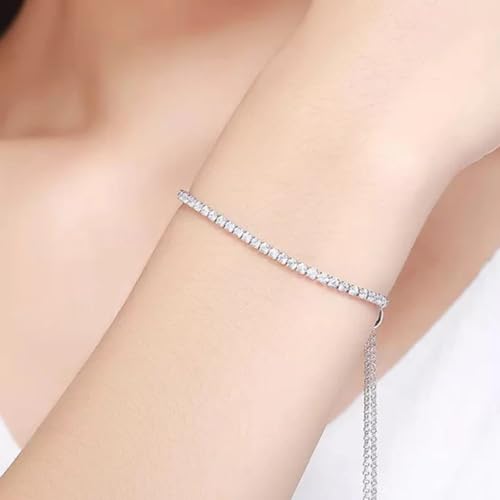 Image of Zarkan Elegant Solitaire Silver Bracelet Gift Certified Authentic 925 Hallmark Adjustable Rhodium Plated