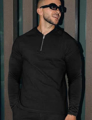 LecGee Mens 2 Piece Tracksuit Long Sleeve Zip Polo Shirts Set Jogging Casual Sweatsuit Athletic Outfits3