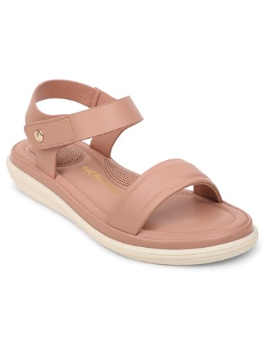 Liberty Healers SSAL 1 Casual Flat Sandal For Women With PU Sole | Stylish and Comfortable | Durable Summer Footwear for Outdoor Indoor | Ideal for Everyday Wear (Peach 6.5 UK)