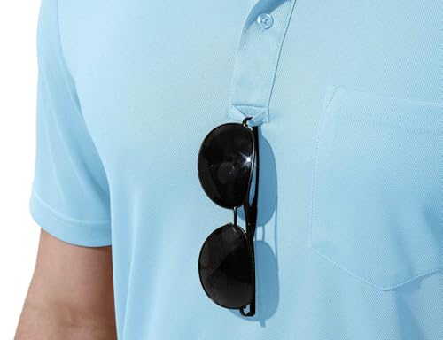 Image of Rdruko Men's Polo Shirts Short Sleeve Quick Dry Outdoor Golf Sports Shirts with Pocket