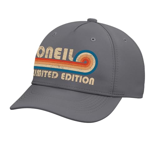 Oneil Retro 70s 80s Sunset Stripe Adjustable Printed Baseball Hat, Slate Grey