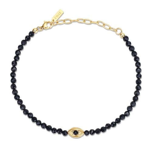 COAI Evil Eye Anklet for Women Black Tourmaline Summer Beach Anklet for Women