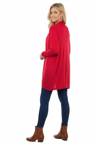 Image of ToBeInStyle Womens Open Front Long Sleeve Lightweight Asymmetrical Draped Cardigan with Side Pockets