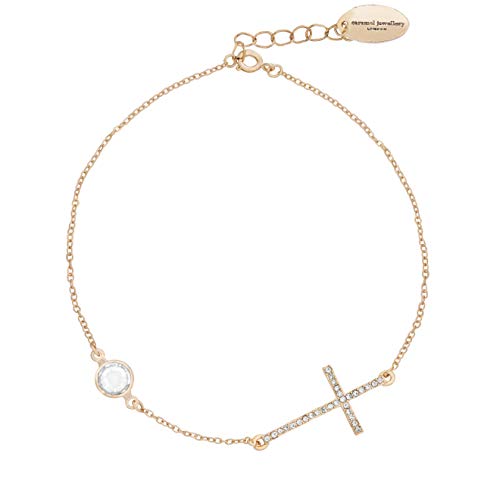 Preisvergleich Produktbild Caramel Jewellery London Kreuz-Charm-Freundschaftsarmband 18ct vergoldet 20cm