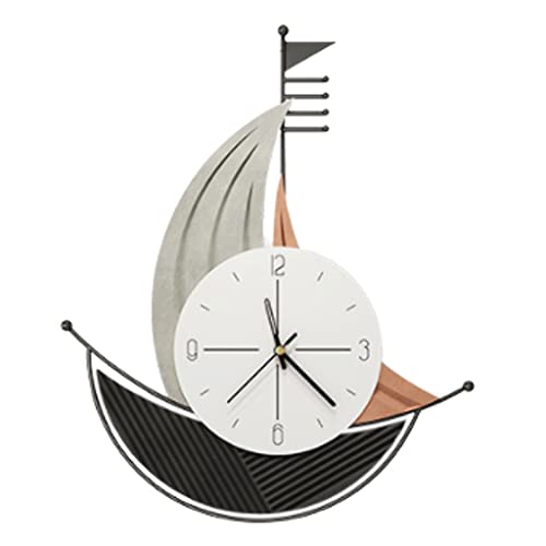 EHVYBDX Reloj de pared creativo con diseño de velero, moderno, minimalista, moderno, moderno, para el hogar, reloj de pared silencioso de lujo, relojes de pared grandes sin tictac