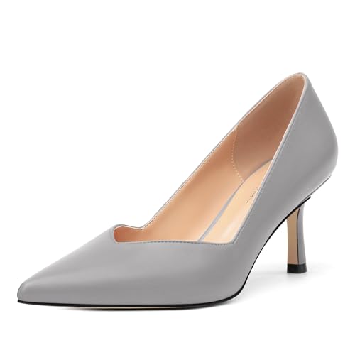 Image of Women Pointed Closed Toe 2.5 Inch Kitten Heel Slip On Pumps