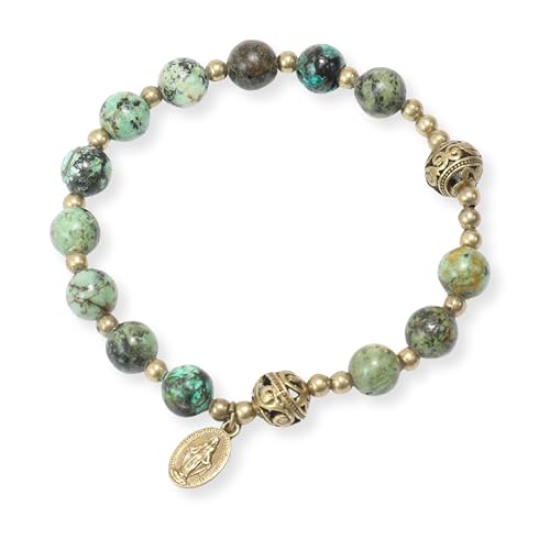 Nazareth Store Pulsera rosario de cuentas de piedra con