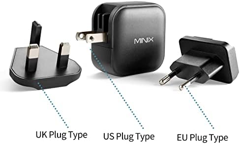 MINIX 66W Turbo 3-Port GaN Wall Charger 2 x USB-C Fast Charging Adapter, 1 x USB-A Quick Charge 3.0 for Smart Phone, Pad, laptop and MacBook Pro Air, iPad Pro.