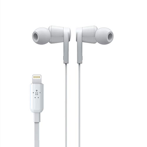 Belkin Soundform ヘッドフォン iPhone 用 Lightning コネクタ付き、iPhone 12、12 Pro、12 Pro Max、12 Mini、11、11 Pro、11 Pro Max、Xs Max、Xs、X、Se、8 Plus、8、7 Plus 用 Lightning ヘッドフォン、7、白