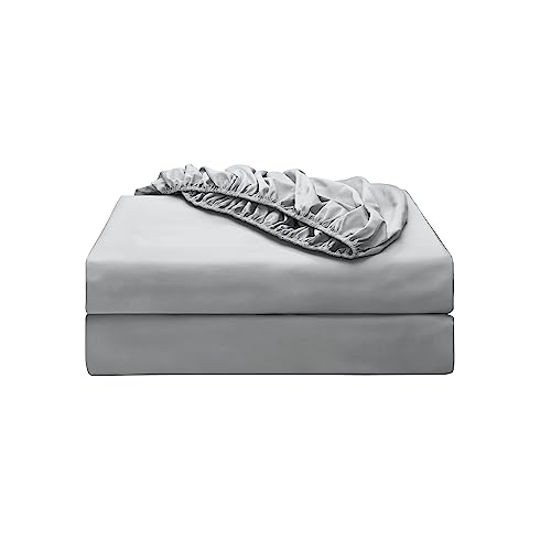 2-Pack Pure Cotton Twin XL Fitted Sheet for Adjustable Bed Split King, 600 TC 16" Deep Pocket Egyptian Cotton Fitted Sheet (2pcs, Twin XL, Gray)