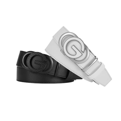 Men's Belt Leather Ratchet Belt for Men - 2 Pack Dress Casual Every Day with Adjustable Buckle, Trim to Fit2