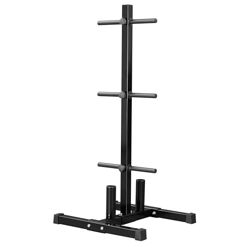 Yaheetech Rastrelliera Pesi Dischi Supporto per Manubri Piastre per Pesi Portata 400 kg Albero Rastrelliera Olimpica Allenamento in Metallo per Fitness da Palestra Uso Domestico