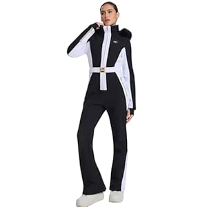 ALSOGO Damen Ski Anzug Ein Stück Snowsuit Schlank isolierte Jumpsuits wasserdicht Winddicht Winter Schnee Snowboard für Outdoor-Sportarten schwarz M